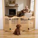 Dog Gate Indoor Wooden Freestanding Pet Gate - 23.6" H 4 Panels
No-Painted Folding Gate For Dogs, Portable Foldable Doggy Puppy Fence for Doorways Stairs Hallways