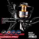 Cabom Nytex Saltwater Spinning Reel with Carbon Fiber Body, Stainless Steel Main Shaft, 5.2:1 Gear Ratio, 20KG/44Lbs Max Drag, 13+1 BBS Powerful Long Shot Reel for Surf Casting, Size 1000-6000