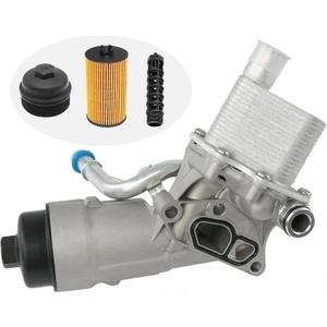 Engine Oil Cooler Filter Housing Assembly Adapter with Gasket, Filter Insert, Cap Compatible with 2011-2021 Chevy Cruze Sonic Trax Buick Encore 1.4L Turbo Replace 55566784 918-428 55565388 88179-91400