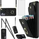 Asuwish Phone Case for Samsung Galaxy S25 5G Wallet Cover with Tempered Glass Screen Protector and Crossbody Wrist Strap Ring Stand RFID Blocking Card Holder Leather Cell S 25 25S G5 Women Girls Black