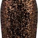 Vijiv Women's Sequin Skirt Midi High Waist Elegant Stretchy Sparkle Side Slit Pencil Skirt Party Cocktail (X-Large)