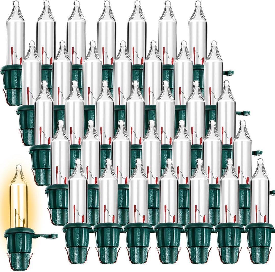 Mudder 120 Count Christmas Replacement Mini Light Bulbs with Green Base Christmas Tree Incandescent Wire String Lights Replacement Bulbs for Xmas Indoor Outdoor Decoration(Warm White,2.5v X 0.17a)