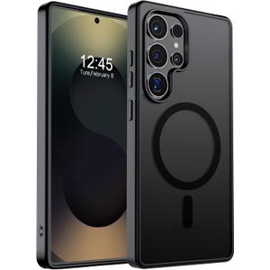 SUPFINE Magnetic for Samsung Galaxy S25 Ultra Case(Compatible with MagSafe) (Military Grade Drop Protection) Slim Translucent Shockproof Phone Case,Black