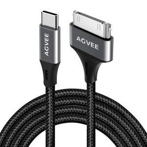 AGVEE [2 Pack 3ft USB-C to 30 Pin Cable for Old iPhone 4/4S iPad 1/2/3 iPod, Braided Metal Shell Type-C to 30Pin Adapter Charging Charger Data Cord, Dark Gray