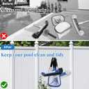 4 Pack Pool Tool Holder and Organizer,Pool Cleaning Equipment Storage with 4 Pool Tool Holder,4 Hooks,Key Chain Loop and S Shaped Hook Easy Storage Pool Cleaning Equipment Storage for Skimmers