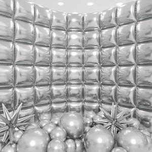 50pcs Metallic Silver Square Foil Balloons Wall Backdrop with 79pcs Metallic Silver Balloon Garland Arch Kit, Double Sided Balloon Tunnel for Anniversary Engagement Birthday Prom Decorations