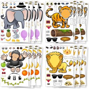 Safari Animals Stickers - 24-Pack Make Your Own Stickers for Kids - Assorted, Multicolor, Waterproof Paper, Screen-Time Alternative, Creative Party Favors, Ages 3+, Unisex