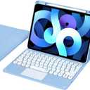 Keyboard Case for iPad 9th/8th/7th Generation/Air3/Pro10.5 with Touchpad,Candy Color Round Keys Magnetic Detachable Keyboard with Multi-Touch Trackpad and Pencil HolderMisty Blue