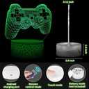 3D Gamepad Night Light with 4 Patterns 3D Hologram Illusion, Dimmable Remote Control, 16 Color Changing LED, Room Decor Earphone Bedside Desk Lamp, 3D Game Over Lamp for Game Lovers