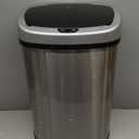 iTouchless 13 Gallon Oval Sensor Trash Can with Odor Filter, 50 Liter Automatic Kitchen Garbage Bin, Fingerprint-Proof Stainless Steel, Smart Hands-Free Motion Lid, Quiet Soft-Close, Brushed Silver (Light Silver, Black)