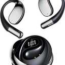 Souroyea Open Ear Earbuds, Wireless Bluetooth Headphones, Deep Bass Earphone, LED Power Display with Mic for iPhone Android Phone, Over Ear Headset for Fitness Sports Workout, Black