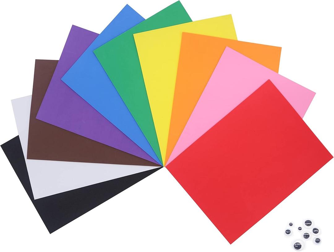 OISAKLD 10 Pack EVA Color Foam 9x12 inch EVA Craft Foam 2mm EVA Foam Sheets for DIY Handcraft Crafts Project