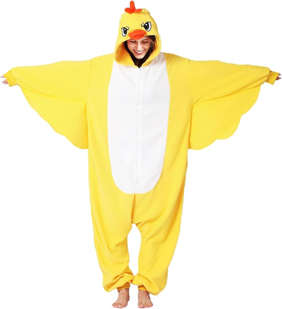 Adult yellow duck Onesie Costume Pajamas,animal Onesie Pajamas,Christmas Halloween yellow duck Onesie Pajamas (Medium)