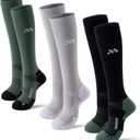 Compression Socks for Women and Men, Knee High 15-20mmHg Graduated Circulation Support(3 Pairs)Best for Nurses, Pregnant, Running, Travel, Flight, Athletic, Sports, Reduce Muscle Fatigue, Black Gray Green, M