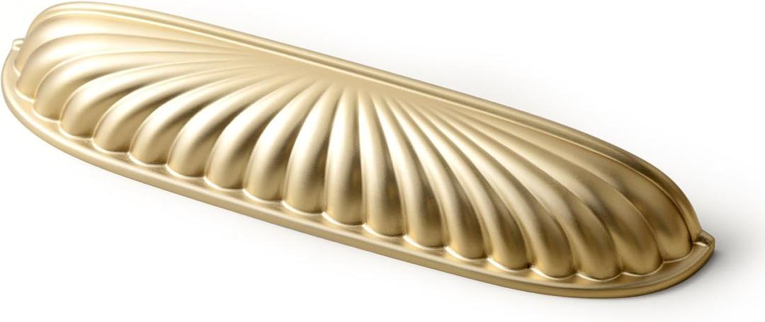 Goo-Ki 5'' (128mm) Hole Centers Champagne Bronze Cabinet Pulls,Accessible Luxury Zinc Alloy Din Cup Cabinet Pulls with Mordern Style,6 Pack