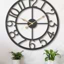 30 Inch Extra Large Giant Wall Clock,Oversized Round Silent Vintage Industrial Black Metal Farmhouse Big Arabic Numeral Wall Clocks for Living Room,Kitchen,Bedroom Home Decor