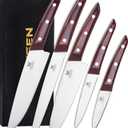Naitesen 5PCS Professional Kitchen Chef Knife Set with Blade Guards, Wood Handle High Carbon Steel, Sharp for Meat Cutting Home Cooking Gifts for Men Women