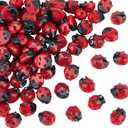 OLYCRAFT 80PCS Handmade Red Ladybug Lampwork Beads for Jewelry Making