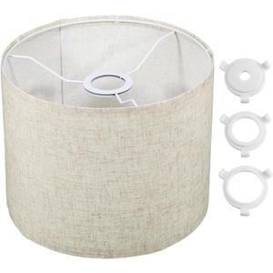 Small Lamp Shade, 9.8" Top x 9.8" Bottom x 7.9" High Beige Linen Small Drum Lampshade, Beige Large Drum Lamp Shades for Table Lamps Floor Lamps ChandelierLamp, Easy Assembly Required