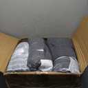 QILLOWAY Outdoor Patio Wicker Seat Cushions Group Loveseat/ Two U-Shape/ Two Lumbar Pillows for Patio Furniture, Wicker Loveseat, Bench, Porch, Settee of 5 (Charcoal Grey/ Black)