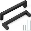 Probrico (30 Pack Black Cabinet Pulls Square Kitchen Cabinet Hardware 5 Inch(128mm) Hole Center Modern Drawer Handles Stainless Steel Matte Black Drawer Pulls for Cupboard