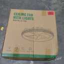 Caged Ceiling Fan Light with Remote, 21" Small Flush Ceiling Light with 3 Enclosed Blades and 6 Wind Speeds for Bedroom, Living Room (1095 Black)