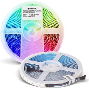 GIDERWEL RGBW LED Strip Light,16.4ft RGB+Cold White SMD5050 Flexible 12V LED Strips 300LEDs,Dimmable Mixed Color Changing LED Tape Light Ambiance Lighting for Party Home Kitchen,Only 5m Strips