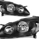 AUTOSAVER88 Headlight Assembly Compatible with 03-08 2003 2004 2005 2006 2007 2008 Corolla Headlamp Replacement Black Housing Clear Reflector Clear Lens Driver and Passenger Side