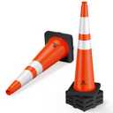 RoadHero 5 Pack 36 Inch Large Traffic Cones with Heavy Black Base, Orange Safety Cone with Reflective Collar for Parking Lot, Construction Work, Road Safety