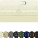 100% WaterproofCouch Cover 4-Piece Set Striped Sofa Slipcovers for 3 Cushion Couch Sofa Covers with TPU Leakproof Bottom Stretch Couch Protector Pet Proof - Sofa(3-Cushion), Beige