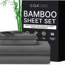 CGK Unlimited King Size Sheets- Cooling & Breathable Sheets- 60% Polyester, 40% Rayon Derived from Bamboo- Super Soft & Comfy for Hot Sleepers to Stay Cool- Dark Grey