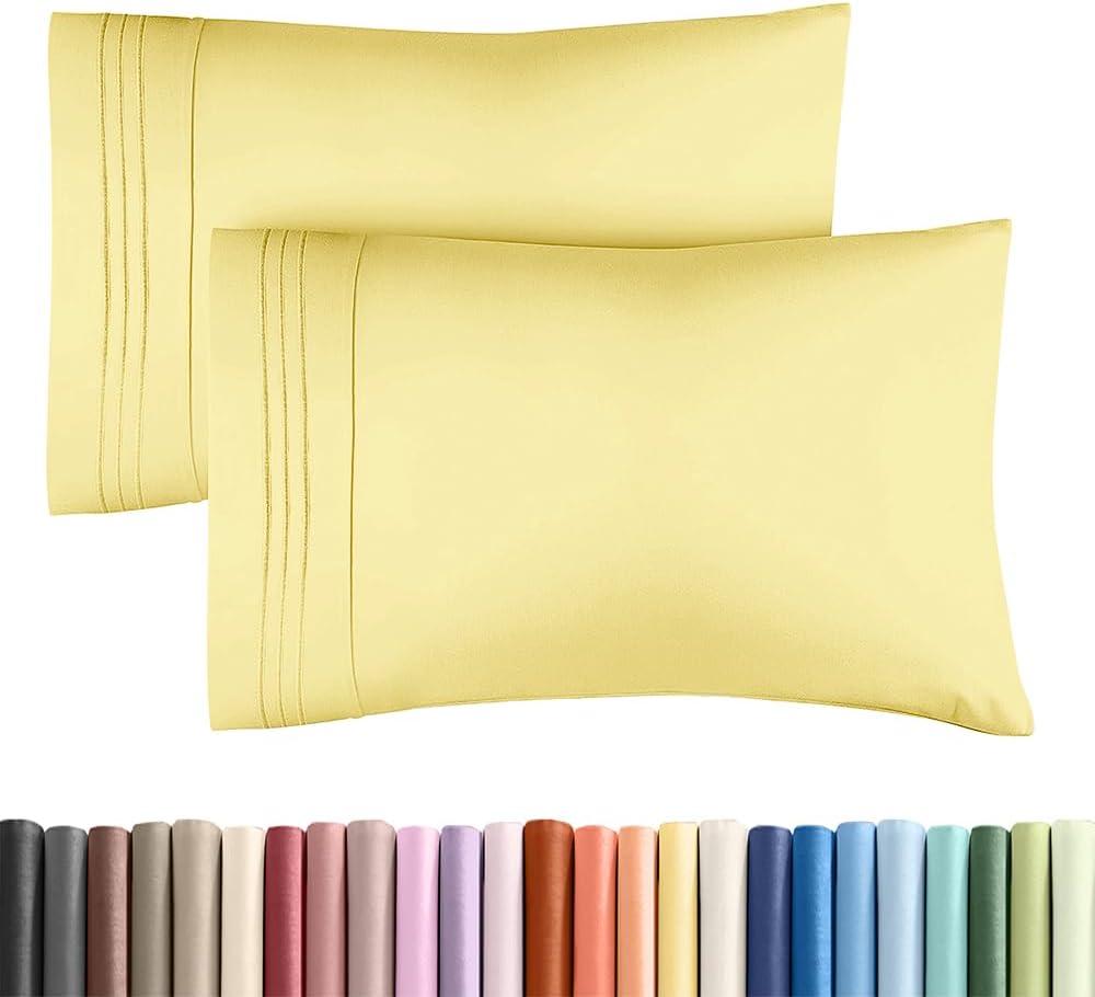 Standard Pillow Cases Set of 2 - Ultra-Soft Hotel Quality Pillowcase Covers - Comfy & Wrinkle Free - Stain and Fade Resistant - Machine Washable Pillow Protectors - 2 Piece Set - Standard Yellow
