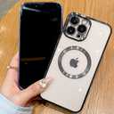 Spevert Magnetic Clear Case for iPhone 13 Pro Max with Camera Lens Protector Full Protection Case Compatible with MagSafe Elegant Anti-Scratch Case Cover 6.7 Inch (Purple)