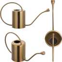 Yowon 1/2 Gallon 68oz Long Spout Stainless Steel Gold Colored Watering Can for Indoor Plant Watering or Outdoor Gardening with 2 Removable Spray Spout for Flowers