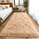 Pionblank Fluffy Runner Rugs for Bedroom 2x6, Modern Shaggy Area Rug for Hallway Living Room, Plush Soft Fuzzy Bedside Carpet for Kids Girls Boys Room Nursery Decor, Camel