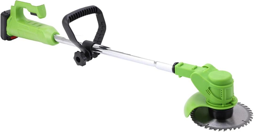 Q-FFL Adjustable Cutting Angle Weed Wacker, Lightweight Cordless Grass Trimmer, 3 Types Blades, Adjustable Height Brush Cutter for Home Garden (Size : One Battery one Charge)