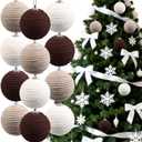 12 Pcs Boho Ball Ornaments,2.36 Inch Farmhouse Jute Rope Decor,Neutral Hanging Balls, Burlap Neutral Fabric Decor,Ornaments for Valentines Day, Wedding,Home,Wreath,Garland (Beige,dark Brown, Light Brown)