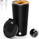 Auto Stirring Coffee Mug, Rechargeable Self Mixing Cup, 400ml Magnetic Stainless Steel Coffee Mug to Stir Mixed Milk, Powder, Black (Dark)