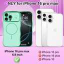 Fiyart Designed for iPhone 16 Pro Max Case, Cute Wave Frame Curly Shape Love Hearts Plating for Women Girls Camera Protection Compatible with MagSafe Magnetic Shockproof Bumper 6.9"-Green