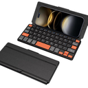 Doohoeek Universal Bluetooth Mini Keyboard, Wireless Compact Keyboard with Orange Navigation Keys & Any-Angle Stand for Android/iOS/Windows, Dual-Device Keypad for Phones/Galaxy Z Fold/iPad mini