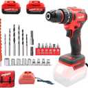 DOGTOOTH 21V MAX Cordless Drill Driver Kit with 2 * Batteries and Charger, Compatible with Makita 18V Battery Build-in LED, Variable Speed Trigger, 0-1500 RPM, Brushless Motor, Bits, Carry bag