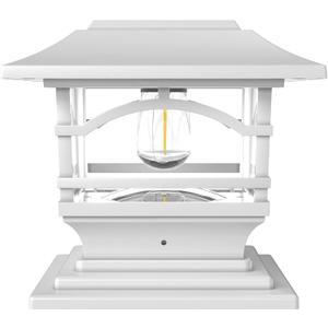 Davinci Lighting Edison Solar Outdoor Post Cap Lights - 4x4 5x5 6x6 - Bright LED Light for Fence Deck Garden or Patio Posts - Pearl White (1 Pack)
