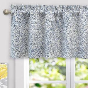 DriftAway Farmhouse Linen Lined Valance Double Layer Thermal Insulated Room Darkening Blackout Window Valances 3 Inch Rod Pocket Striped Kitchen Valance for Bathroom Single 52 x 18 Inch Roman Navy