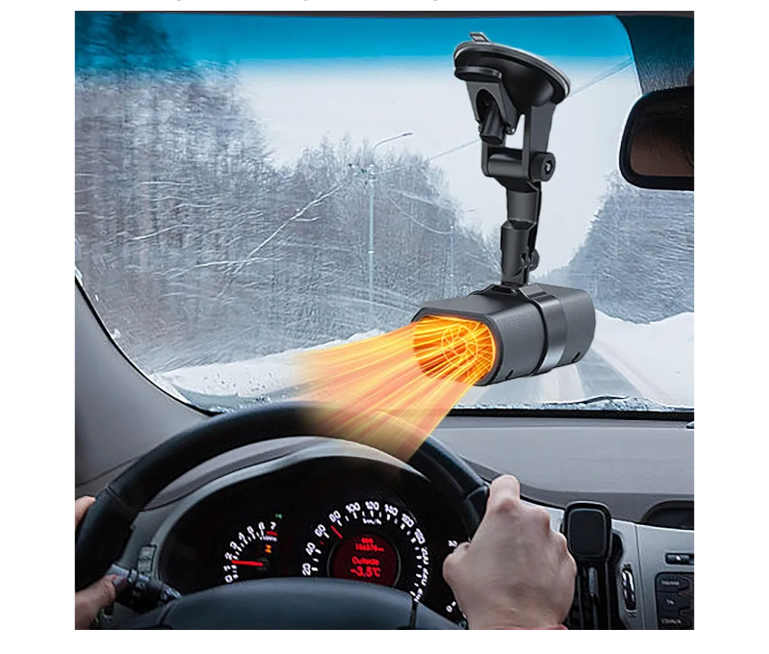 2026 New Upgrade Car Heater for Vehicle, 12V 150W Portable Car Heater, 2 in 1 Windshield Defogger and Defroster with Sucker and Holder, Plugs Into Cigarette Lighter (Black) 