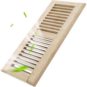 Howeall 4x12 Inch White Oak Wood Floor Register Vents Cover - Drop in Wood Vent Register with Damper Wooden Vents Covers for Home Floor Unfinished (White Oak)