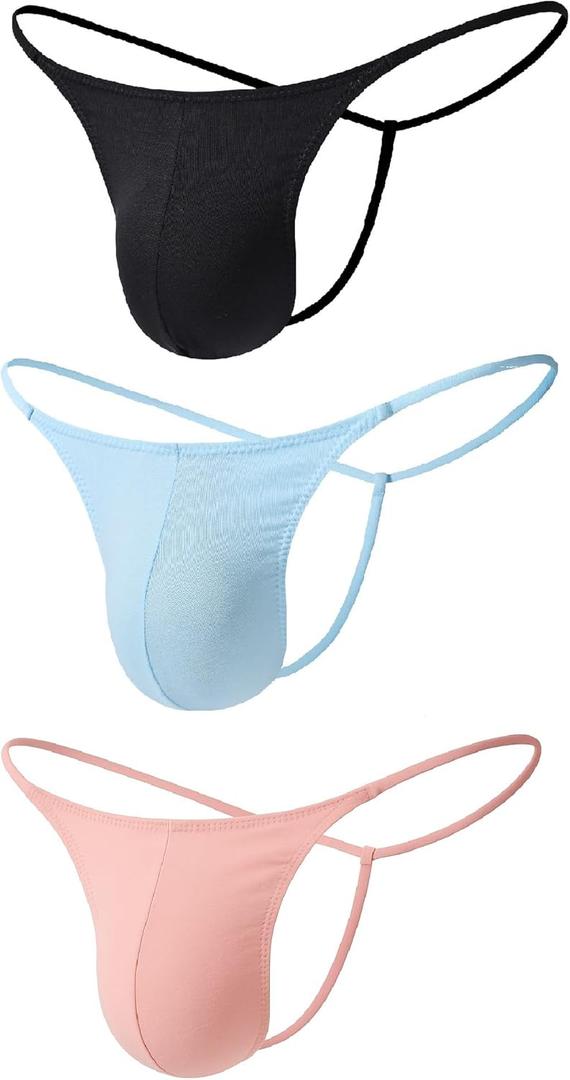 mimope Seamless Cotton Men's G-String & Thong - Ultra Thin Travel Underwear 3 Pcs(XL)
