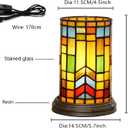 Tiffany Style Stained Glass Bohemian Block Table lamp Living Room Bedroom Bedside Flower Vase Decor Small Night Light Mini Cute Kids Accent Cottage Aesthetic Nightstand Cylinder Desk lamp