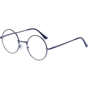 Reading Glasses for Women Men Retro Round Metal Frame + Glasses Strap (Grey, +2.0)