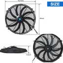 16 Inch Universal Slim Fan Push Pull Electric Radiator Cooling Fan 12V 120W with Mount Kit