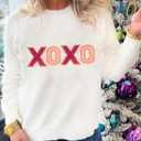 MARZXIN Women 2026 Casual Holiday Love Sweaters Round Neck XOXO Sweater St Patrick Tops Merry Christmas Heart Sweatshirt (White, M)